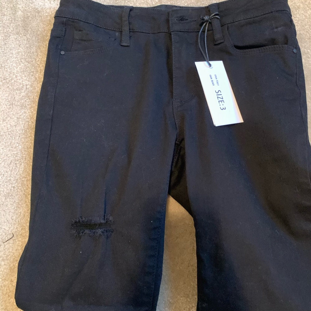 A2 black distressed jeans